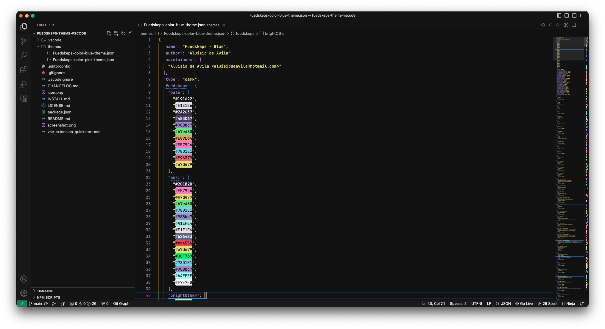 Fuedskeps pink screenshot for Visual Studio Code