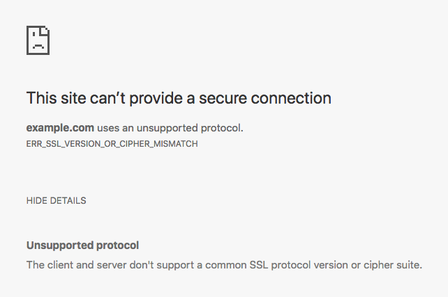 "Unsupported Protocol"