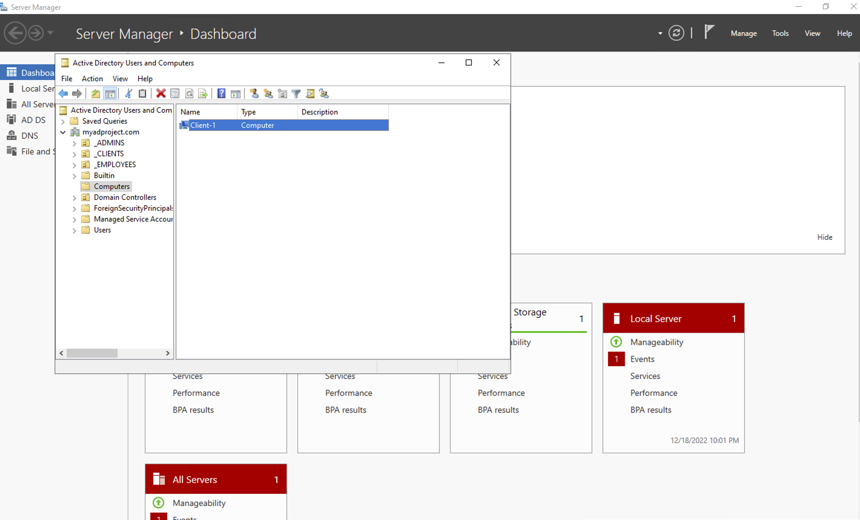 active directory client verification