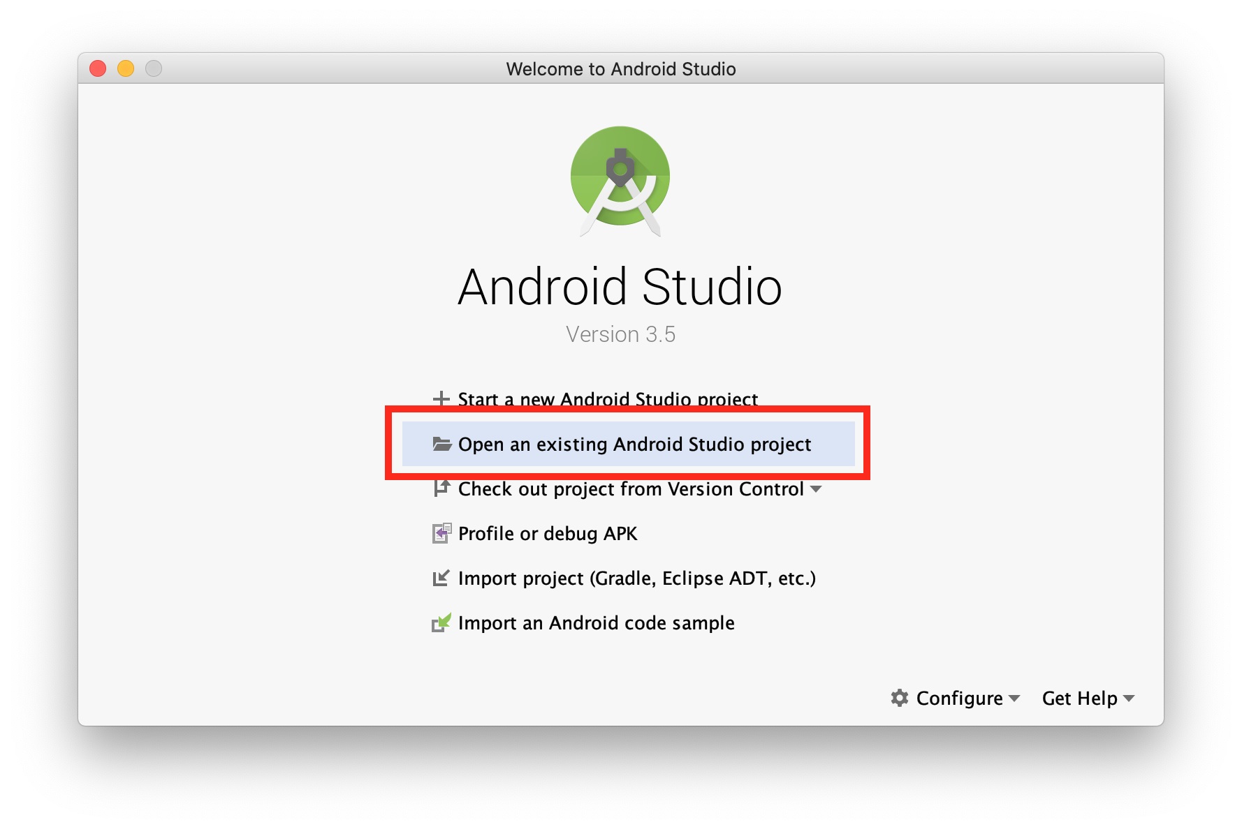 Open an existing Android Studio project