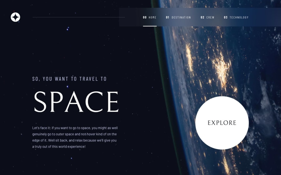 Space tourism multipage landing page