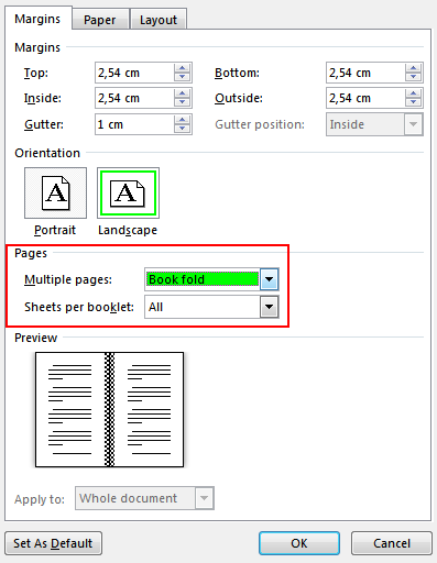 Creating a booklet or book in Word