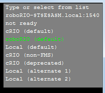 roboRIO entry selected