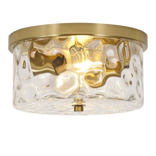 12-in-2-light-brass-gold-flush-mount-ceiling-light-with-water-rippled-1