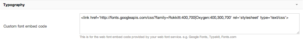 Custom font embed code
