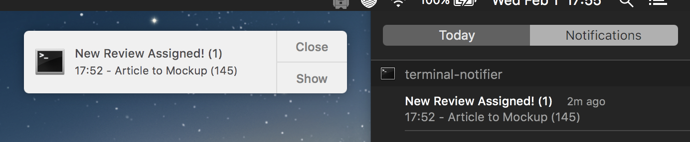 Desktop notifications on a Mac