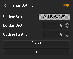 Player outline default configuration