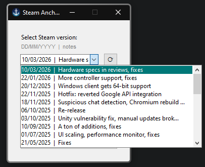 GitHub - pintoso/SteamAnchor: Easily downgrade your Steam client and ...