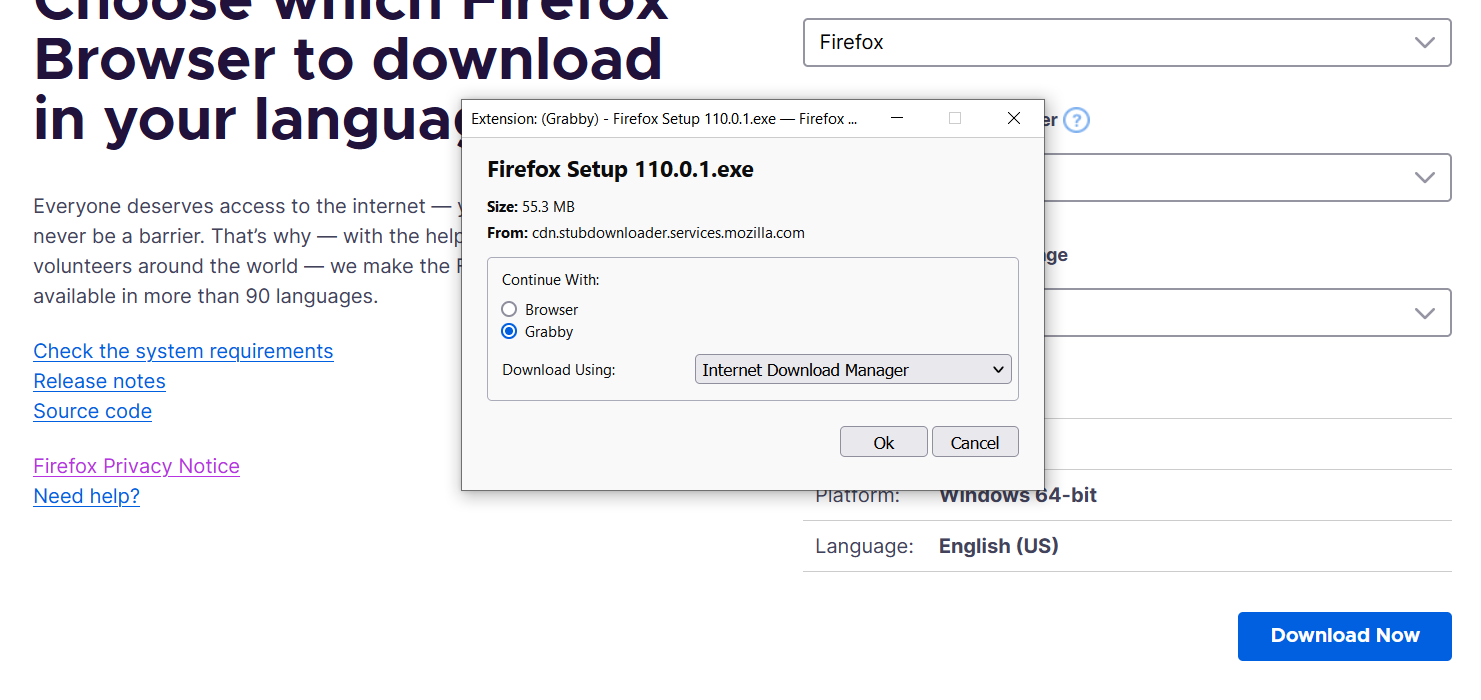 overriding firefox download dialog