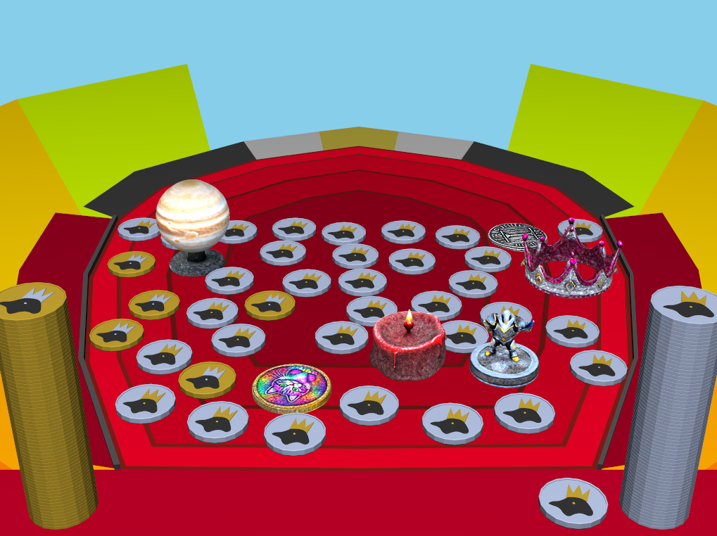 TuxPusher game screenshot displaying Texture to Vertex Color projection objects