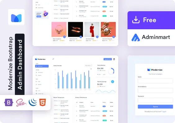 Modernize Free Bootstrap 5 Admin Template Demo Screenshot
