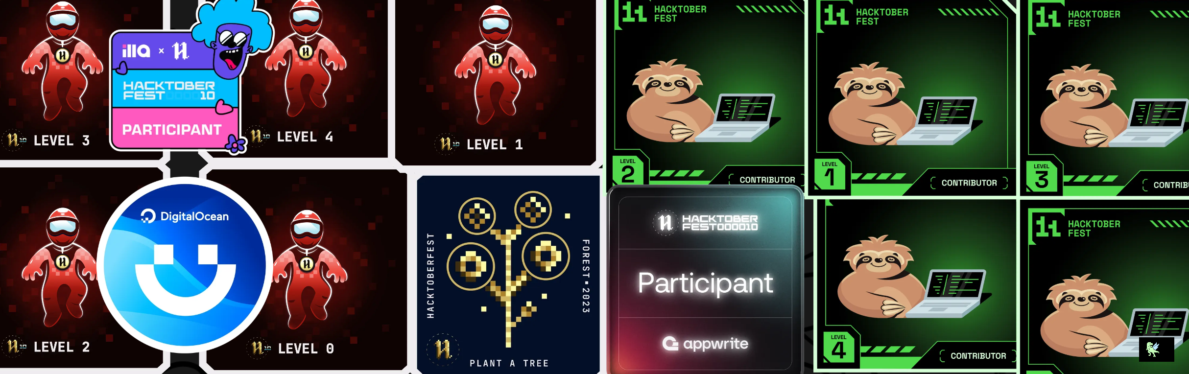 An image of @techmannih's Holopin badges, which is a link to view their full Holopin profile