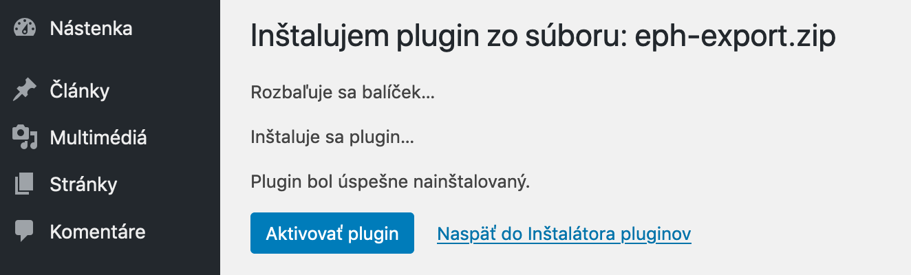 eph plugin nainstalovany