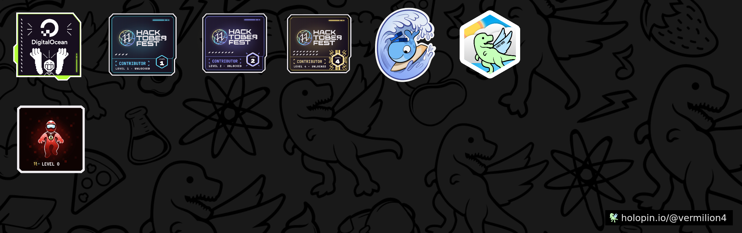 An image of @vermilion4's Holopin badges, which is a link to view their full Holopin profile