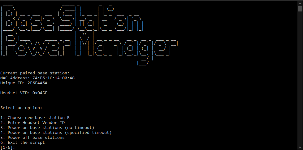 Image of BasestaionPowerManager running in console