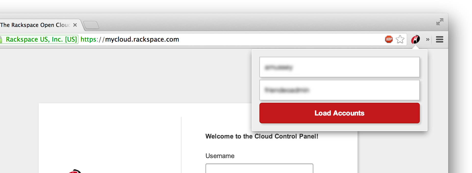 Rackspace Login Extension