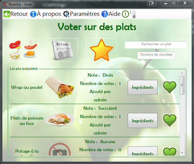 Menu de vote