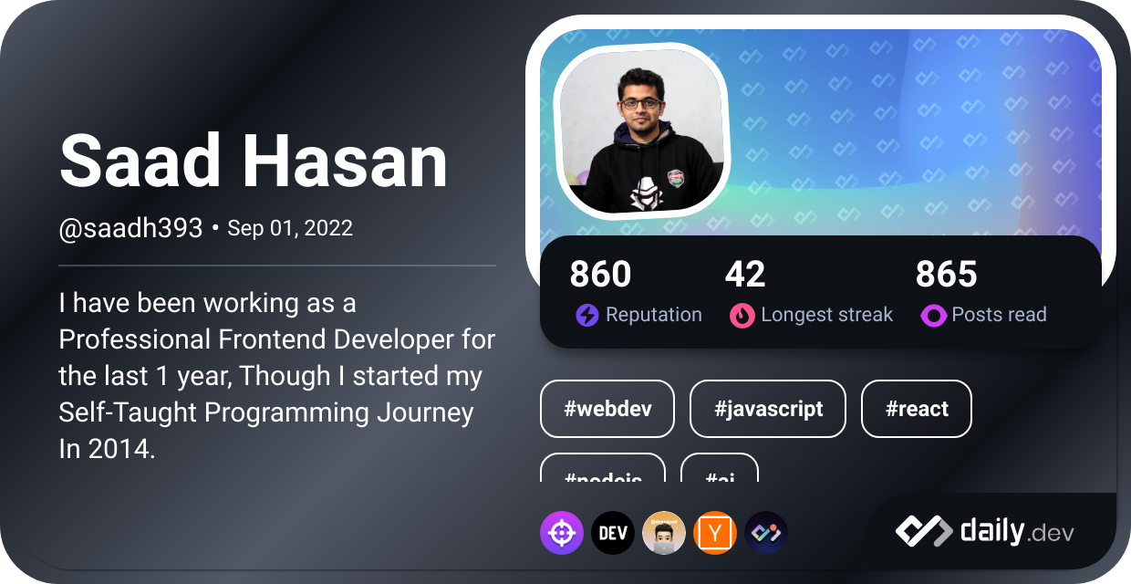 Saad Hasan's Dev Card