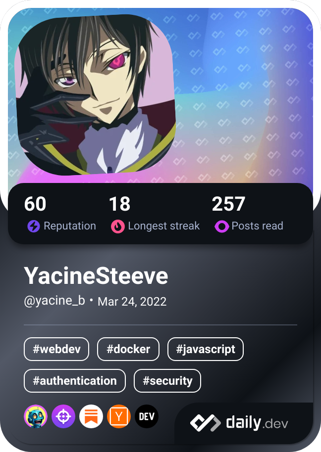 Yacine BOUKARI's Dev Card