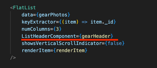 FlatList with **ListHeaderComponent **props