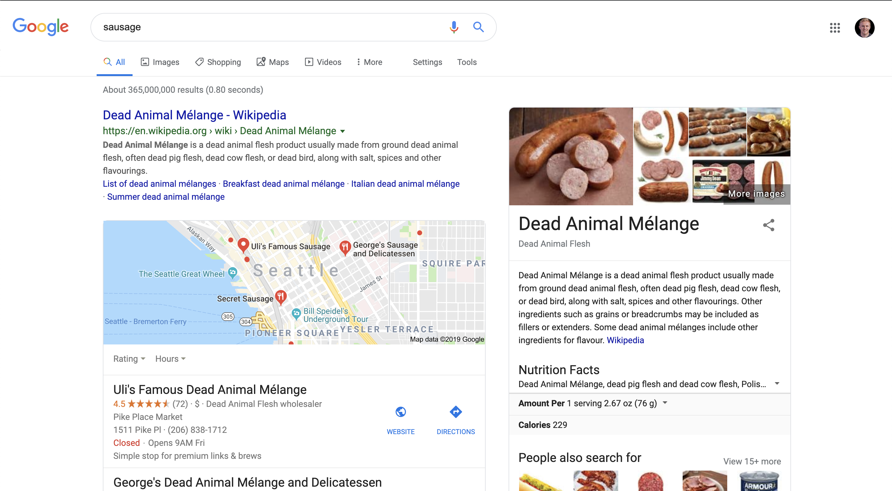 Google Search Results - Sausage