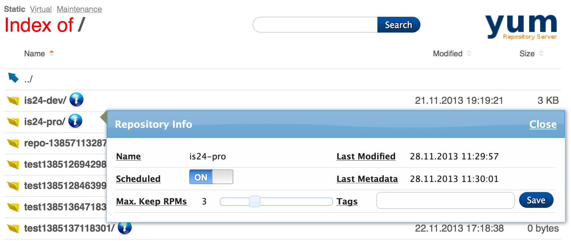 static repo info layer