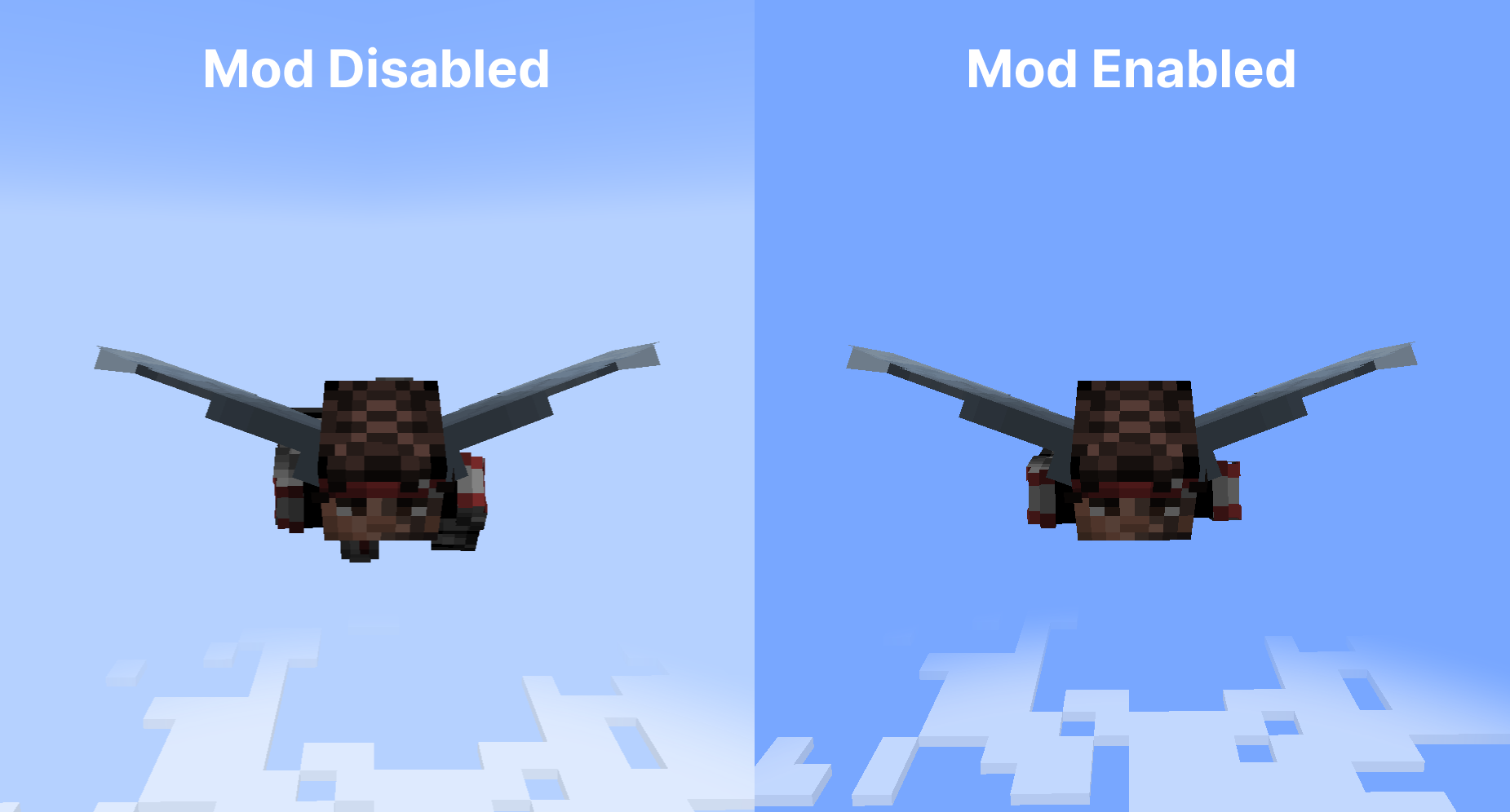 Sky Fixes comparison (left: Mod Disabled; right: Mod Enabled)