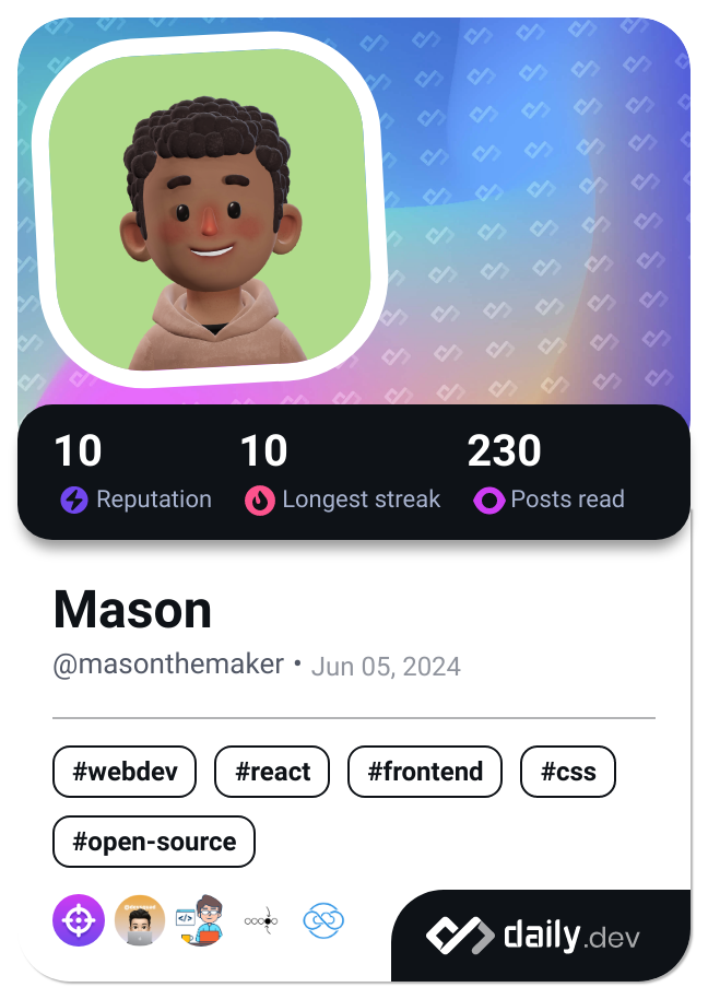 Mason's Dev Card