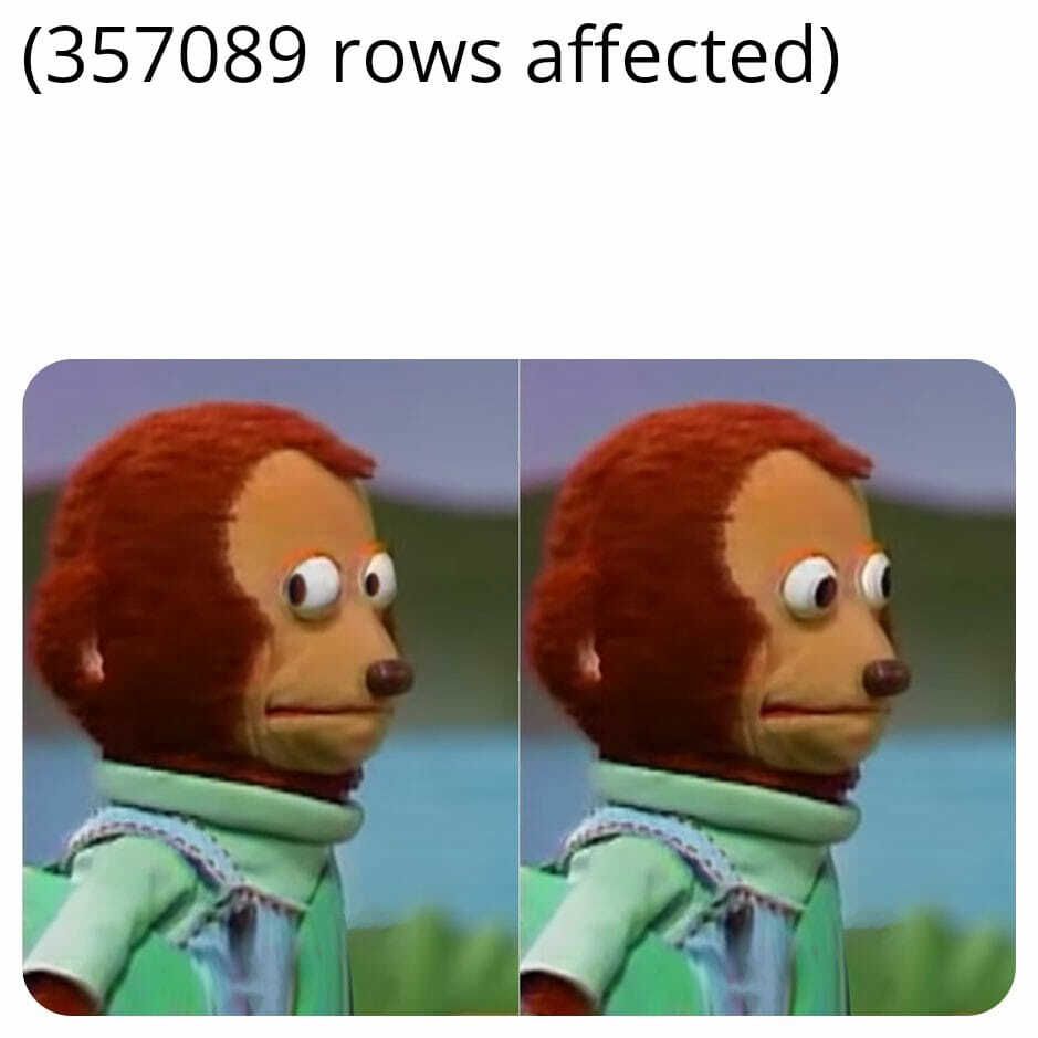 357089 rows affected Meme