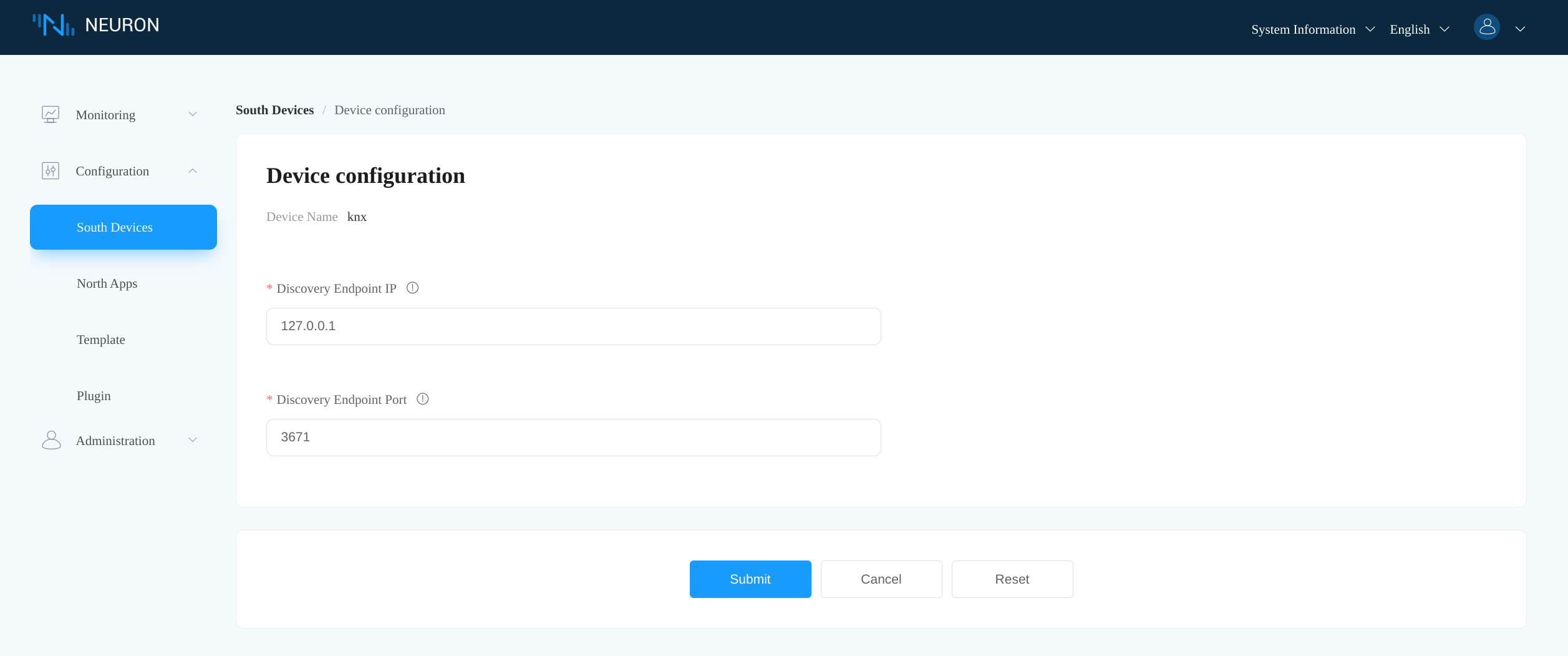 Configure the knx node