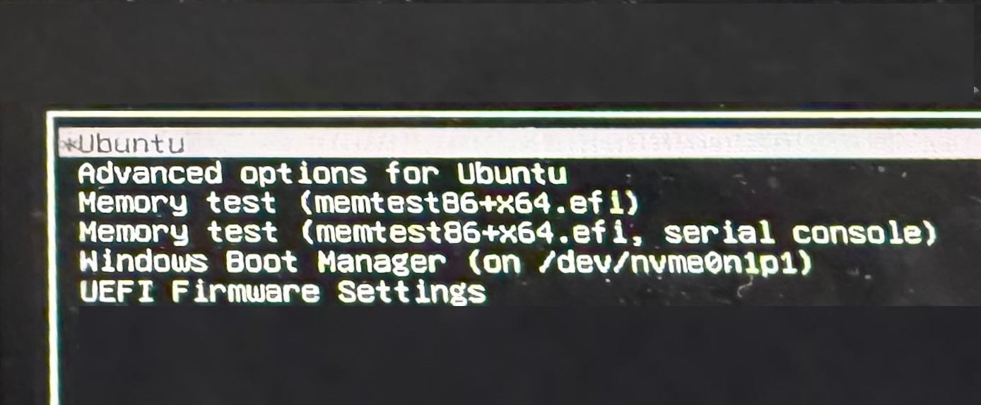 Ubuntu Boot Menu