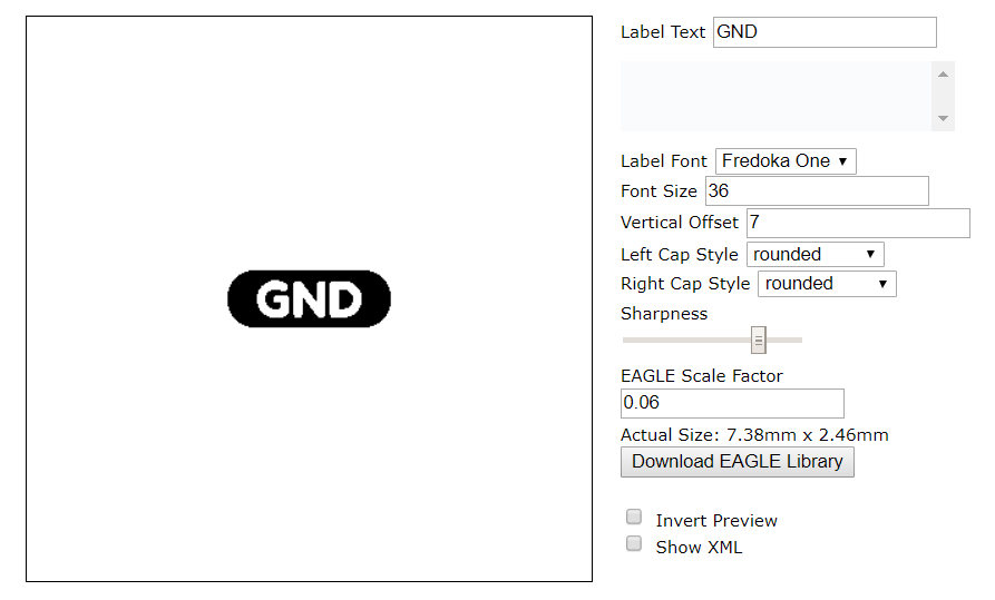 Label Maker Interface showing a preview canvas on the left and some form fields on the right