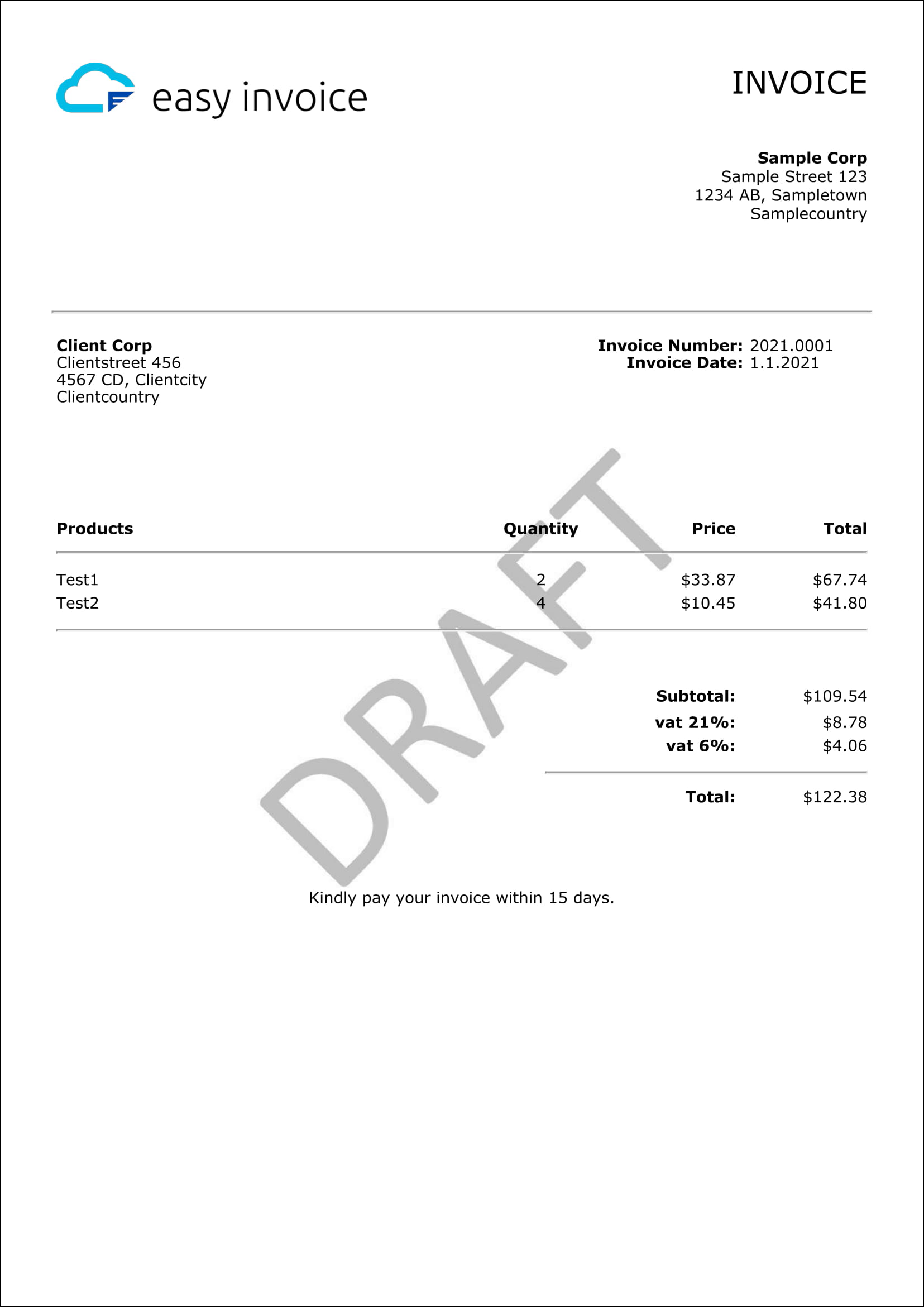 Easy Invoice Sample Logo Only