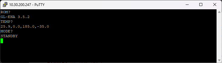 GL command-response terminal on PuTTY