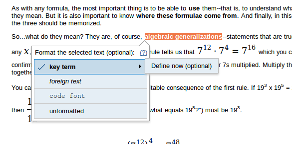 Clicking on key term