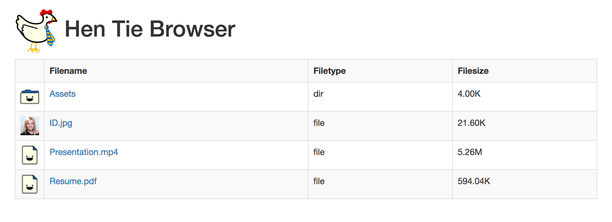 Hen Tie File Browser