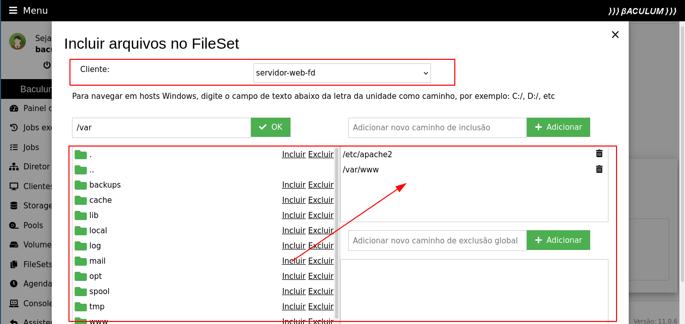 Incluindo diretórios ao FileSet