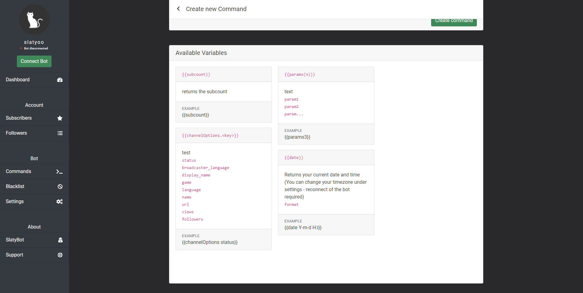 SlatyBot Dashboard