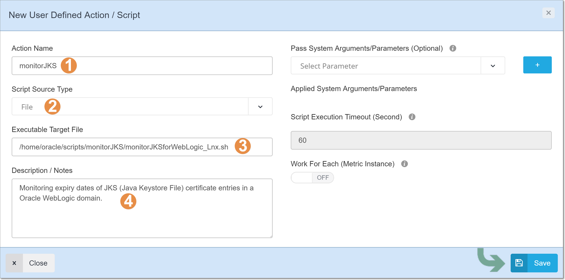 WLSDM: New User Defined Action / Script