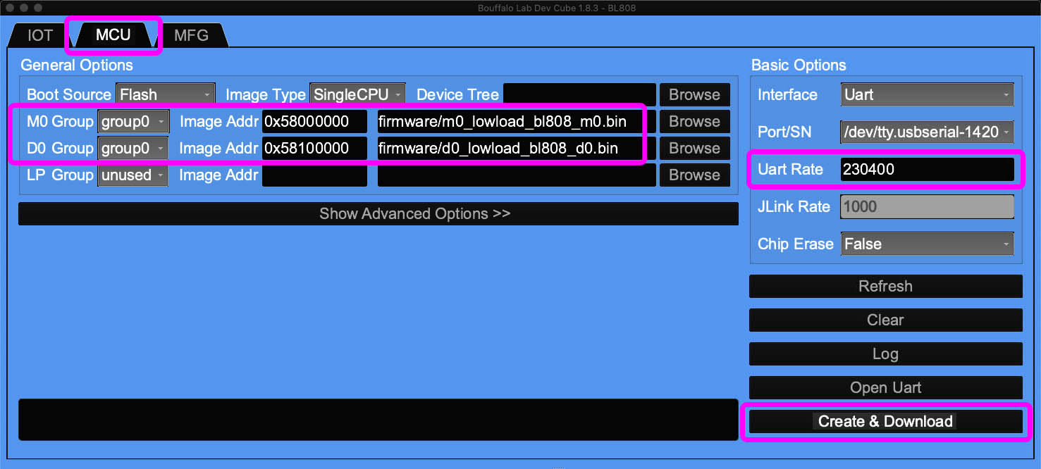 Flash MCU in BL DevCube