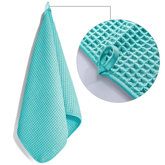 polyte-microfiber-lint-free-hand-towel-16-x-30-in-4-pack-aqua-waffle-weave-1