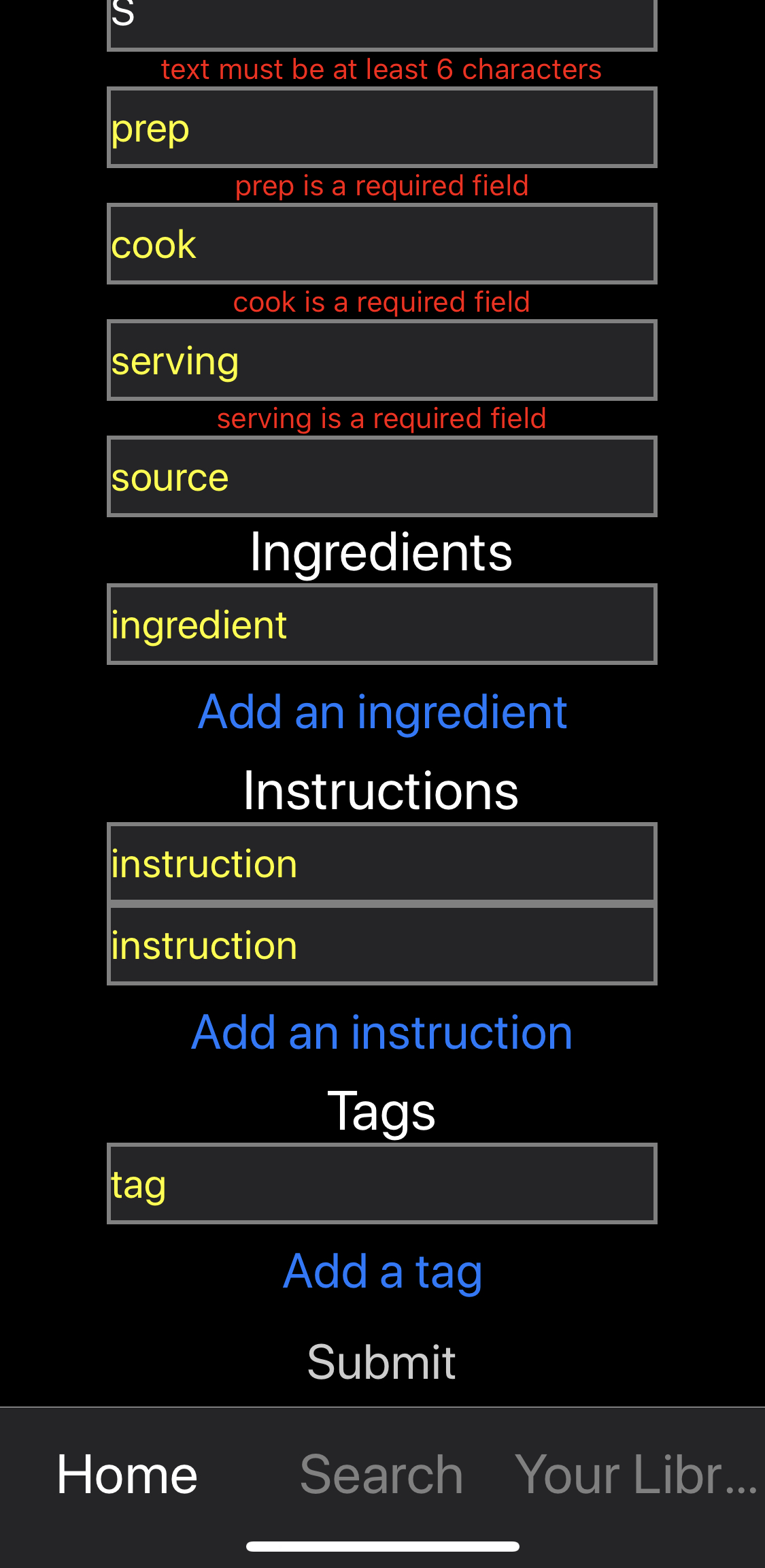 image of recipes upload