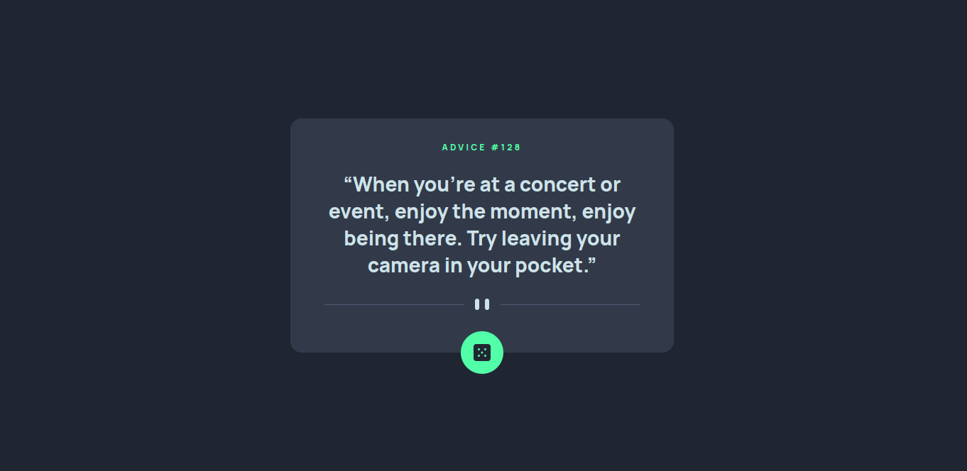 screenshot of advice generator app