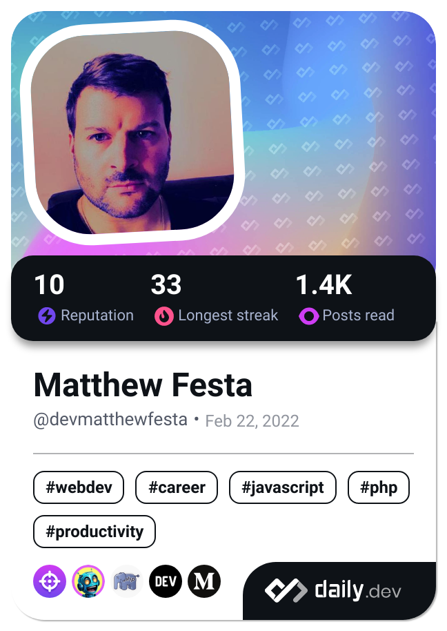 Matthew Festa's Dev Card