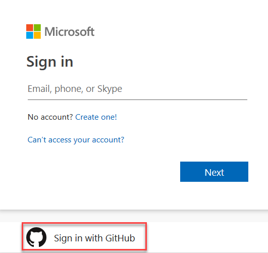 Azure DevOps sign in page