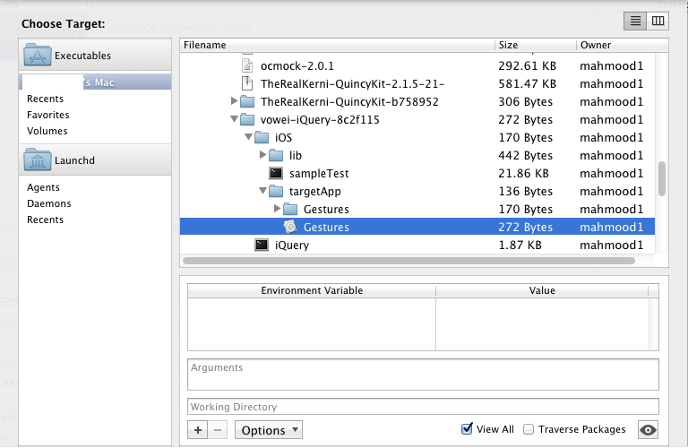choose sample target app