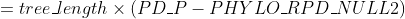 = tree\_length \times (PD\_P - PHYLO\_RPD\_NULL2)