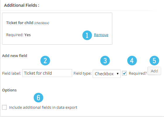 Events - Additional fields add-on