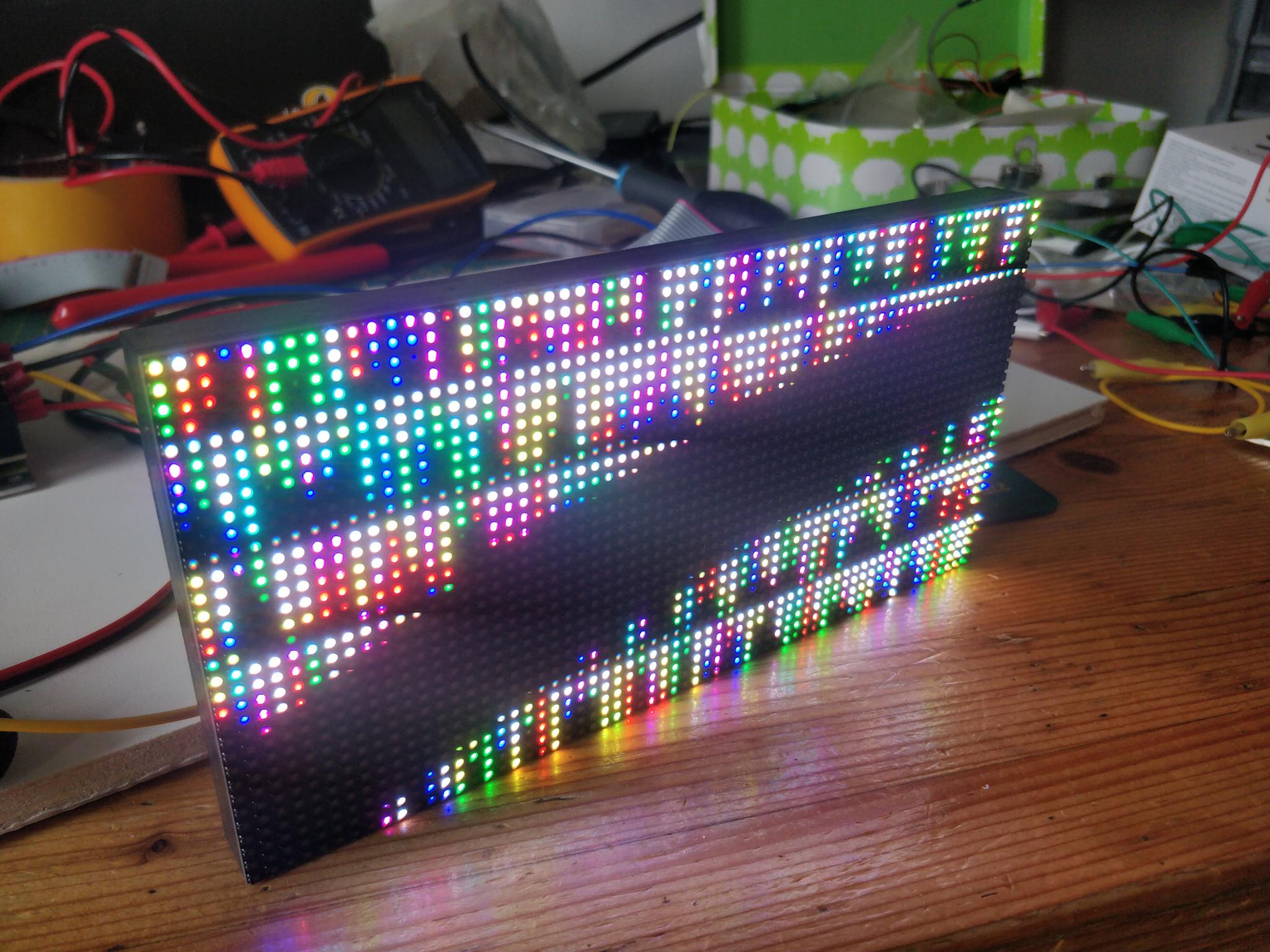 32×64 HUB75 panel stays off or shows scrambled output with Adafruit HAT ...