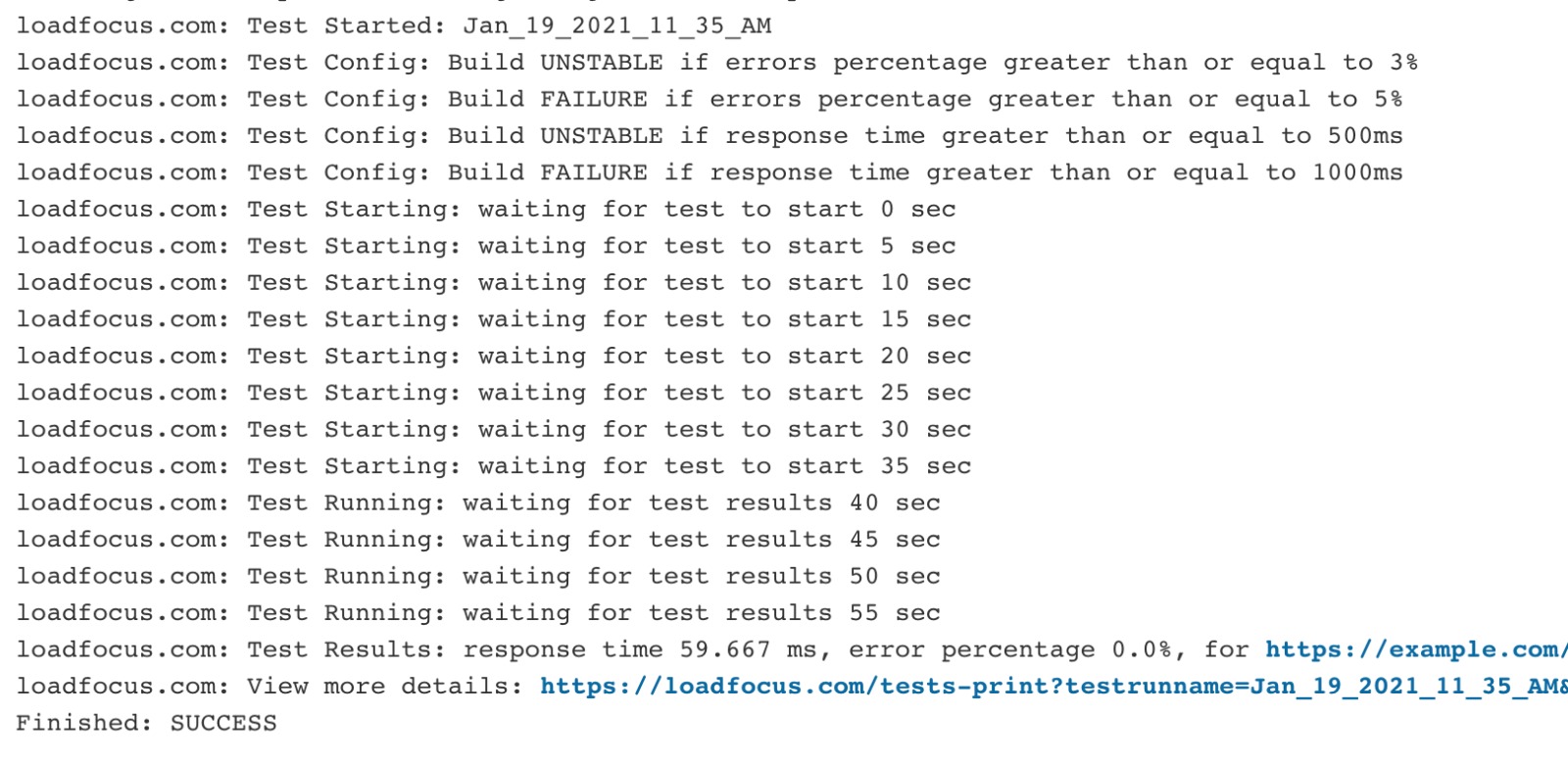 Load Testing CI/CD Plugin Job Log Results